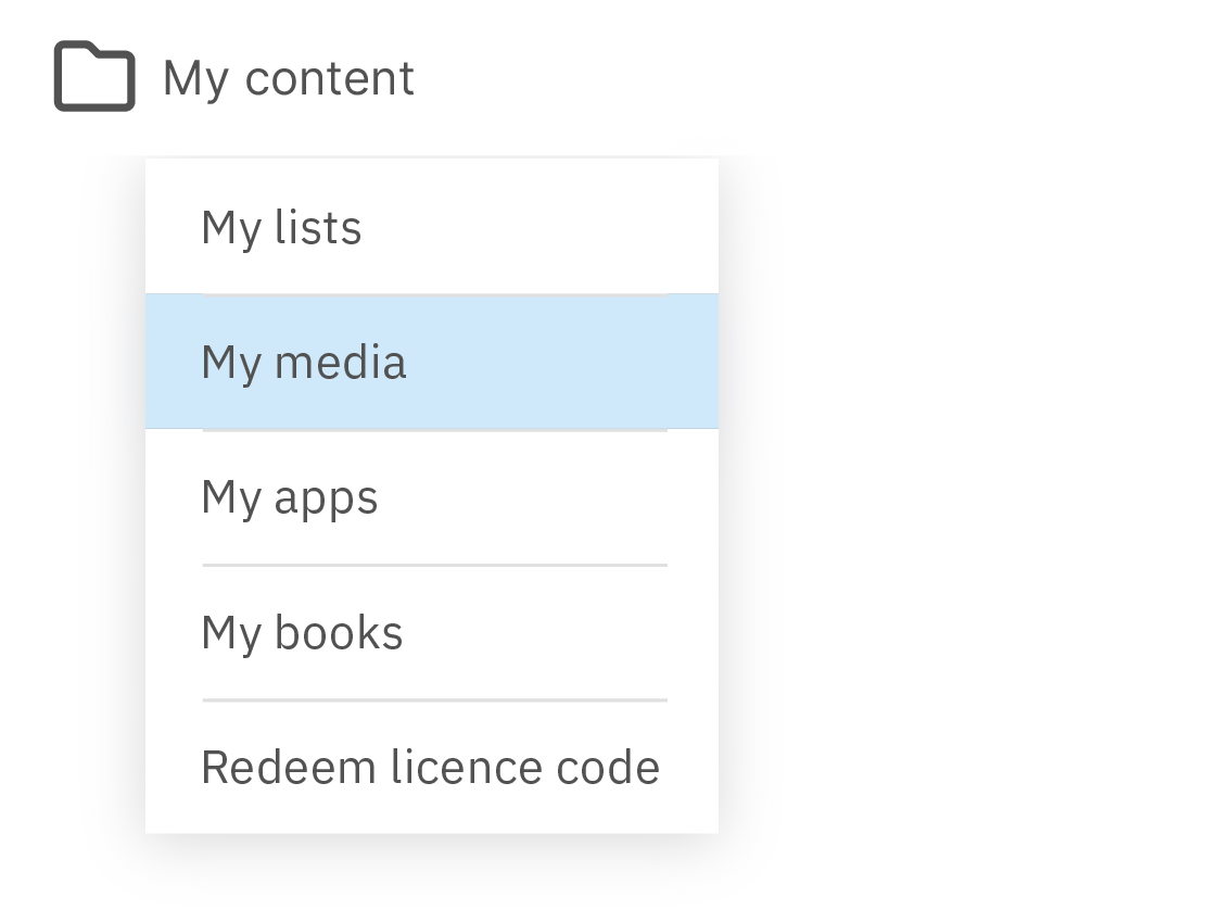 Screenshot from Edupool showing a dropdown menu with a link to "My media"